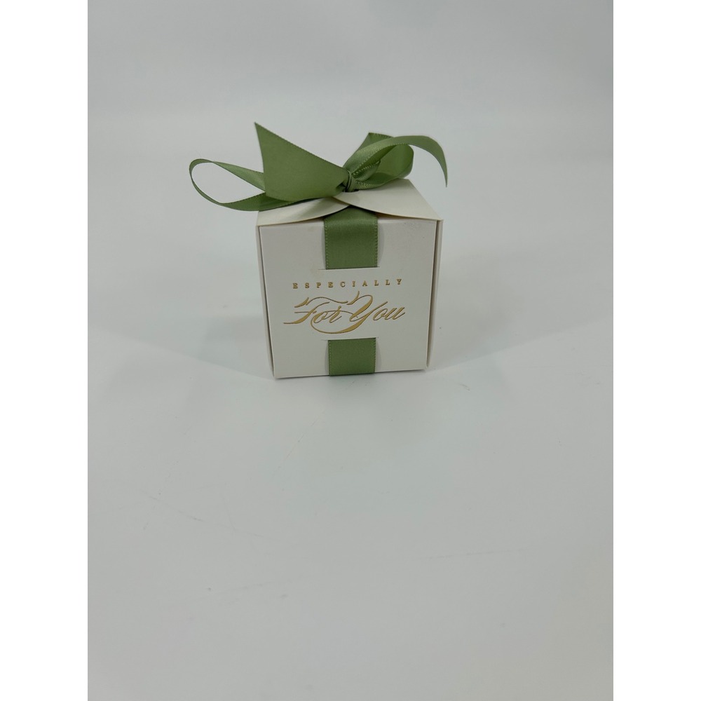 50 Pack White Especially For You Favor Boxes with Green Ribbon 2.5 Inch
